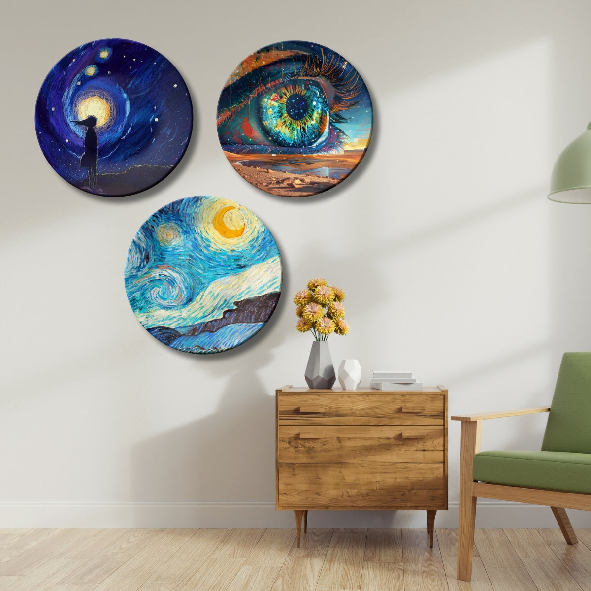 Set of 3 Celestial Cosmic Vision Decorative Wall Plates