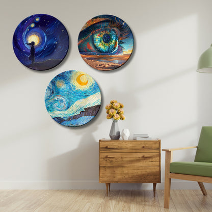 Set of 3 Celestial Cosmic Vision Decorative Wall Plates