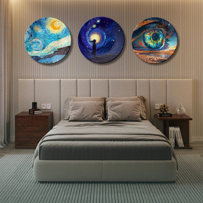 Set of 3 Celestial Cosmic Vision Decorative Wall Plates