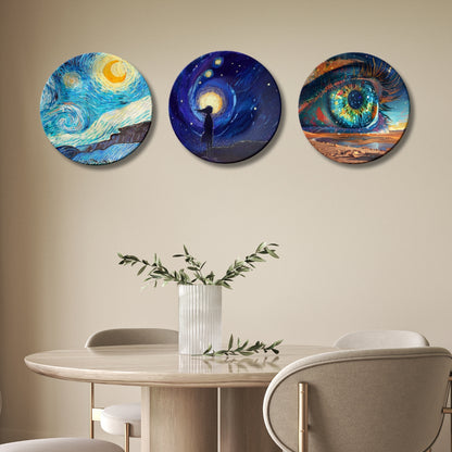 Set of 3 Celestial Cosmic Vision Decorative Wall Plates