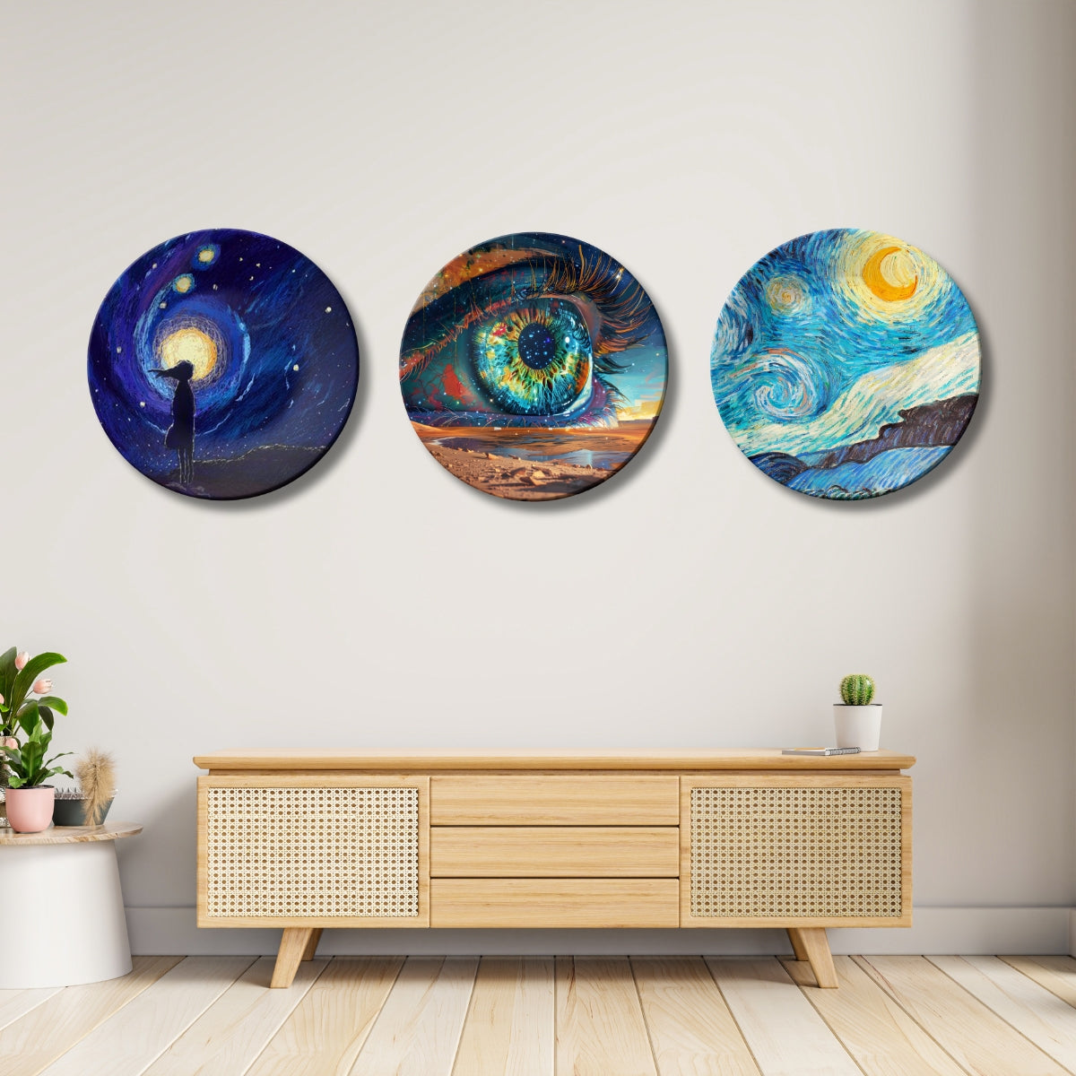 Set of 3 Celestial Cosmic Vision Decorative Wall Plates
