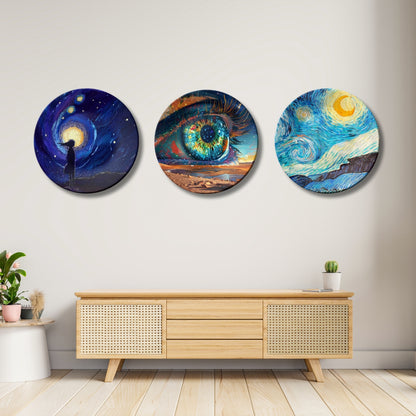 Set of 3 Celestial Cosmic Vision Decorative Wall Plates