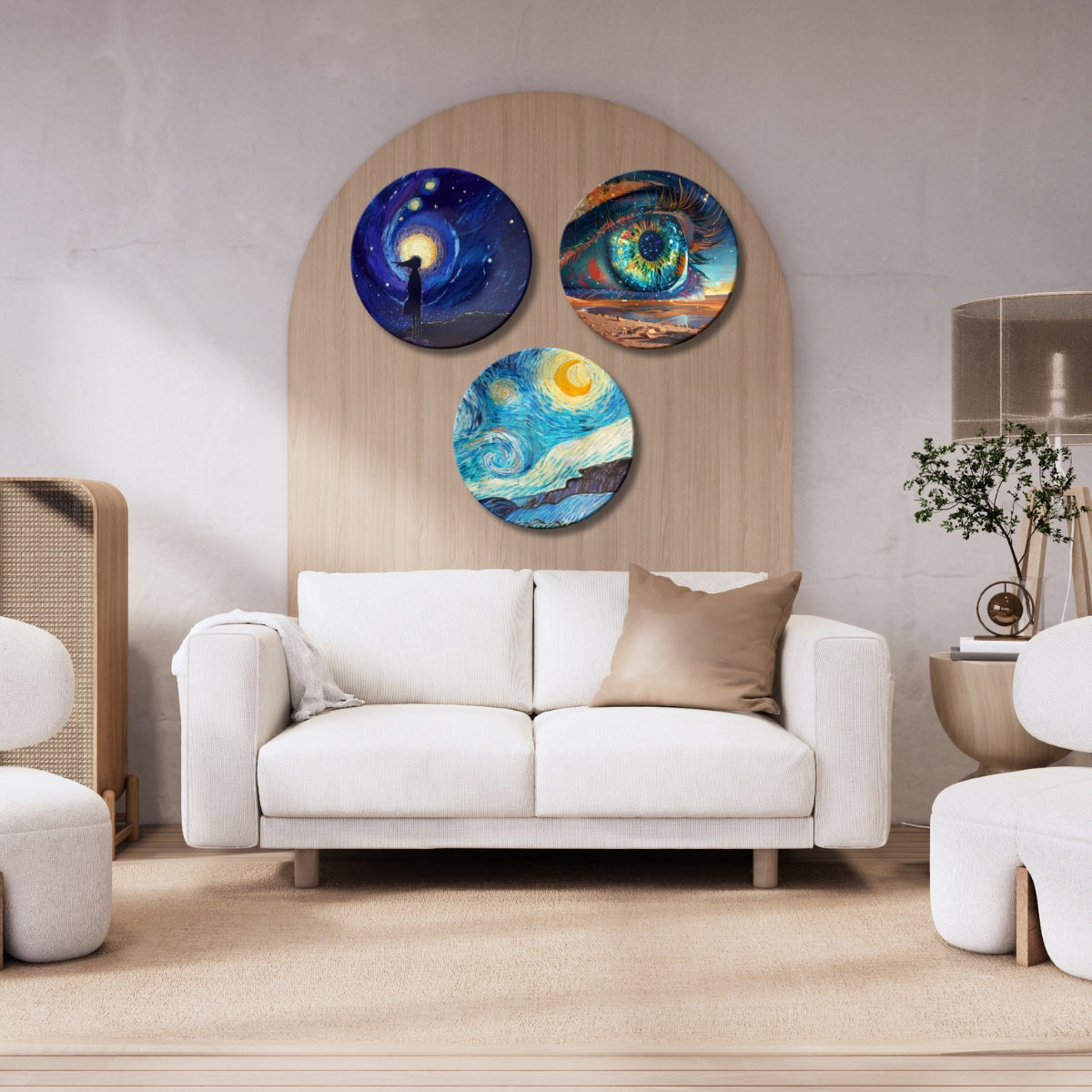 Set of 3 Celestial Cosmic Vision Decorative Wall Plates