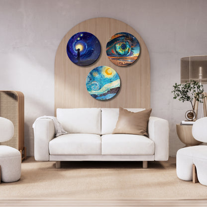 Set of 3 Celestial Cosmic Vision Decorative Wall Plates