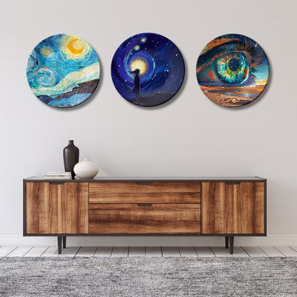 Set of 3 Celestial Cosmic Vision Decorative Wall Plates