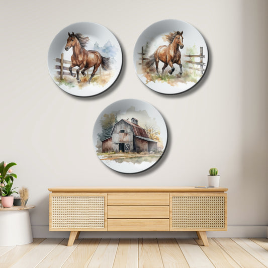Set of 3 Country Home Decorative Wall Plates Art Home Décor
