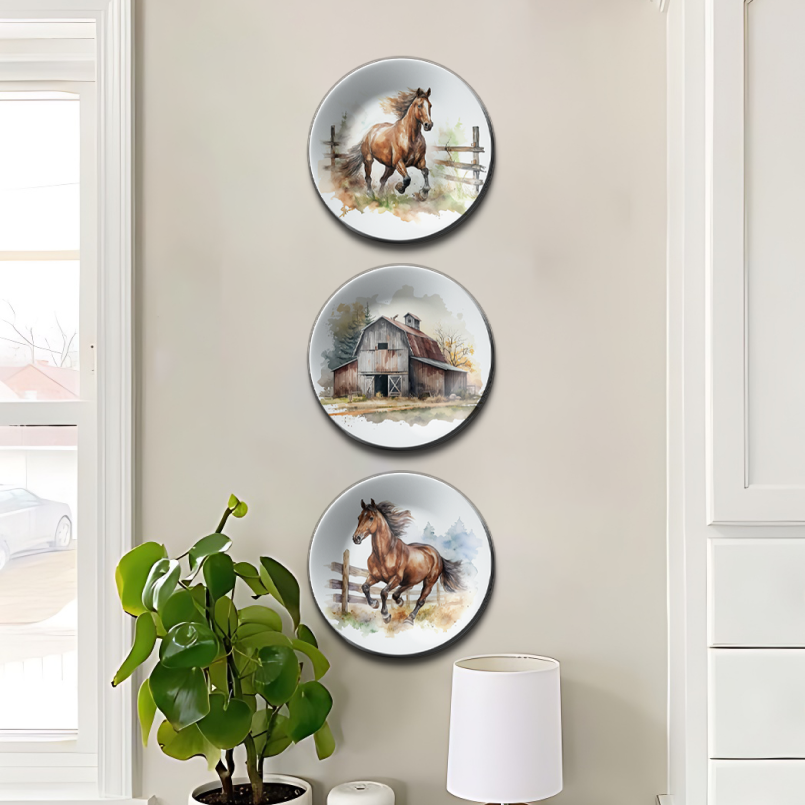 Set of 3 Country Home Decorative Wall Plates Art Home Décor