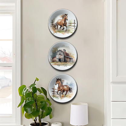 Set of 3 Country Home Decorative Wall Plates Art Home Décor