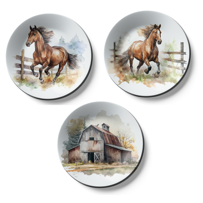 Set of 3 Country Home Decorative Wall Plates Art Home Décor