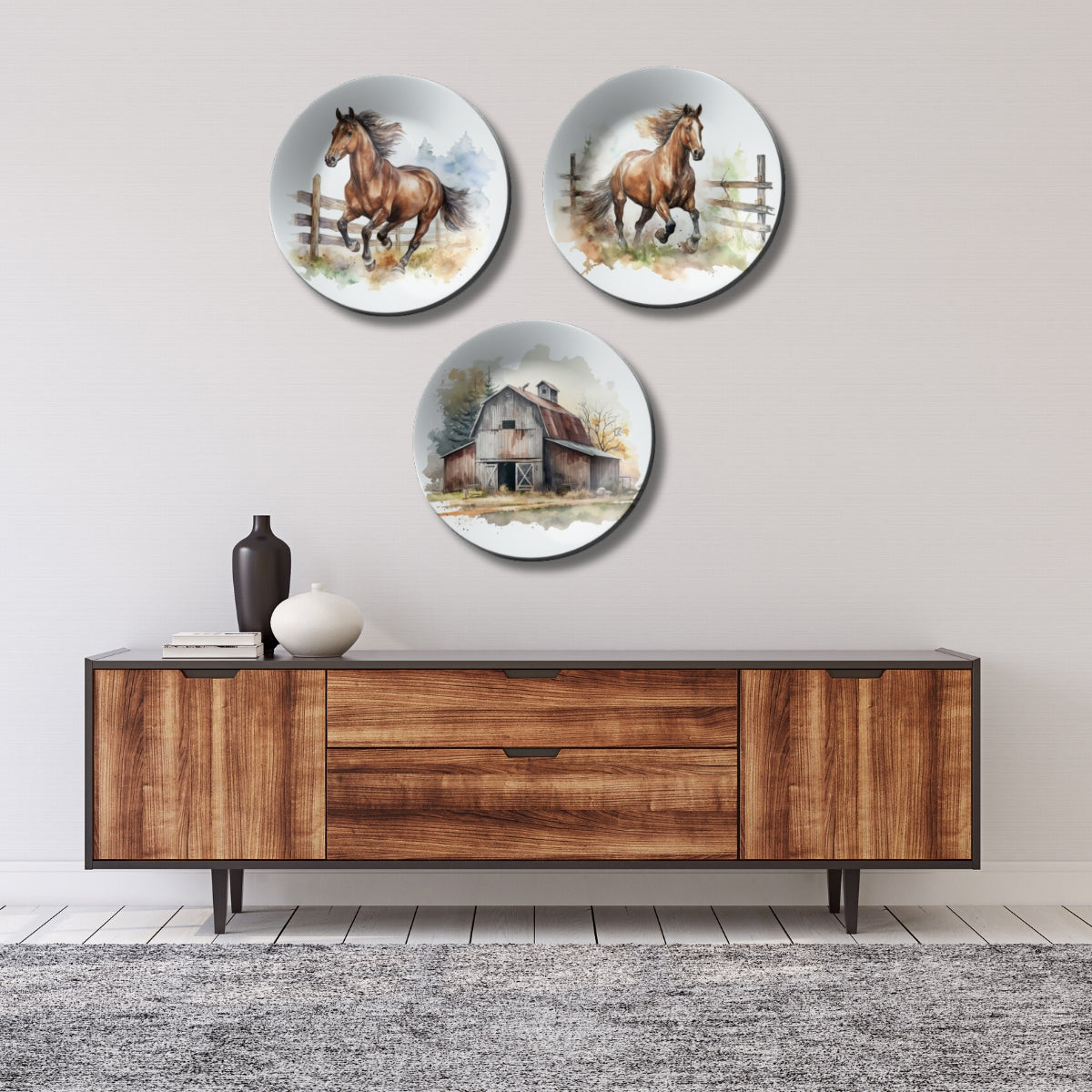 Set of 3 Country Home Decorative Wall Plates Art Home Décor