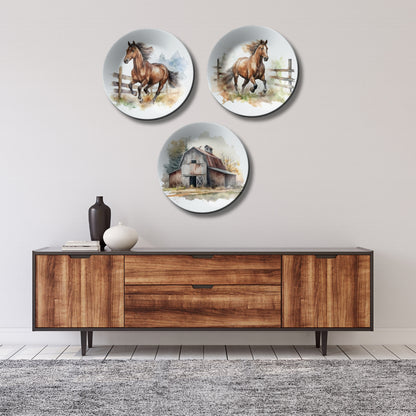 Set of 3 Country Home Decorative Wall Plates Art Home Décor