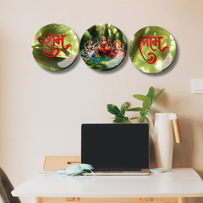 Set of 3 Divine Blessings Ganesha , Maa Lakshmi, & Saraswati Home Décor Wall Plates