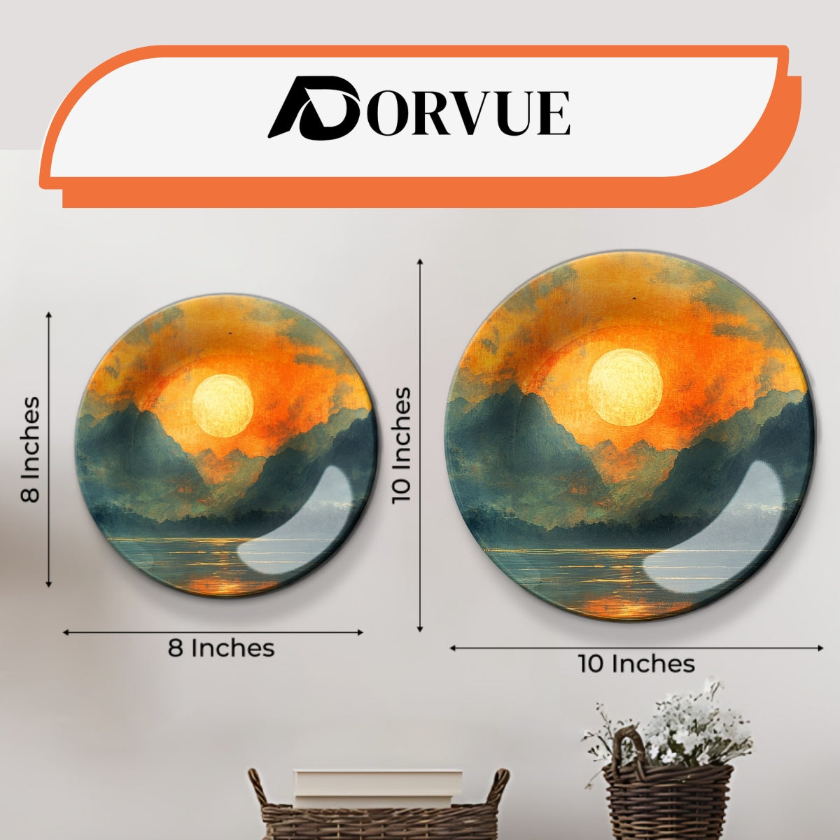Set of 3 Ember Sunrise Reflections Decorative Wall Plates