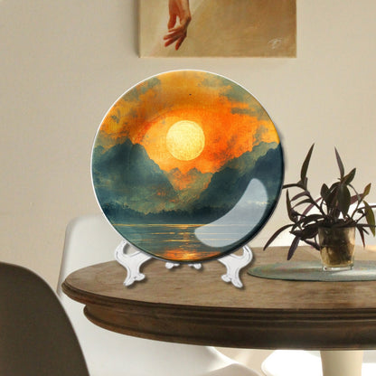 Set of 3 Ember Sunrise Reflections Decorative Wall Plates