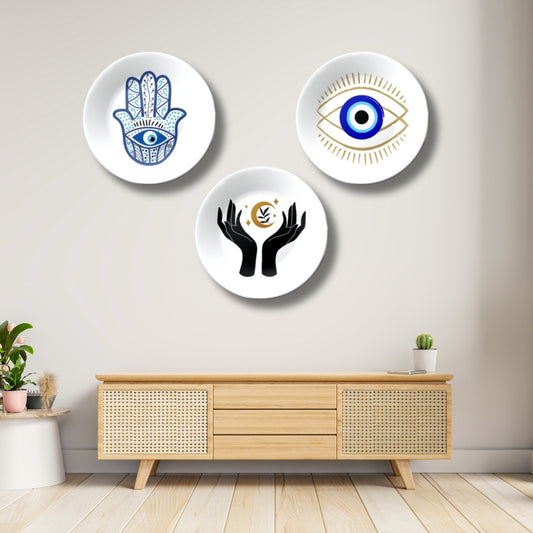 Set of 3 Evil Eye Protector Home Décor Wall Plates