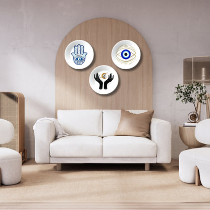 Set of 3 Evil Eye Protector Home Décor Wall Plates