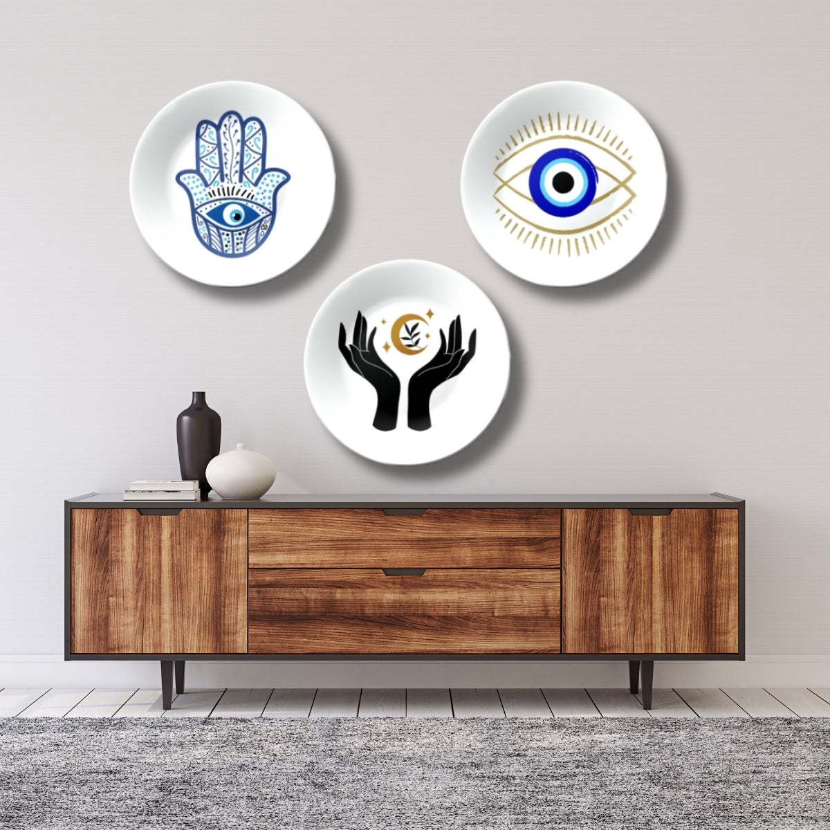 Set of 3 Evil Eye Protector Home Décor Wall Plates
