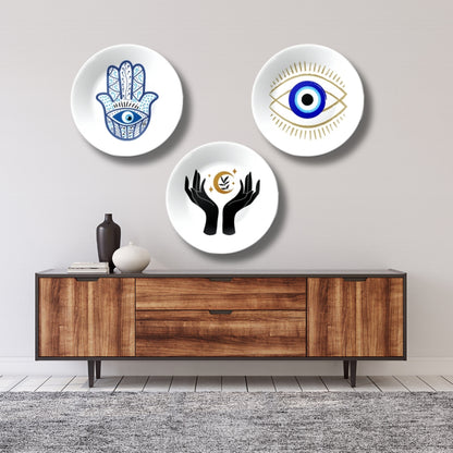 Set of 3 Evil Eye Protector Home Décor Wall Plates