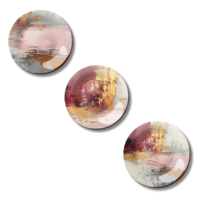 Set of 3 Golden Strokes Abstract Home Décor Wall Plates