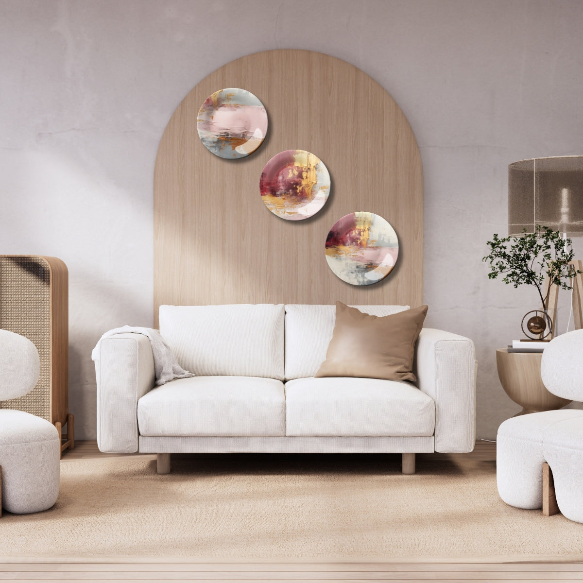 Set of 3 Golden Strokes Abstract Home Décor Wall Plates