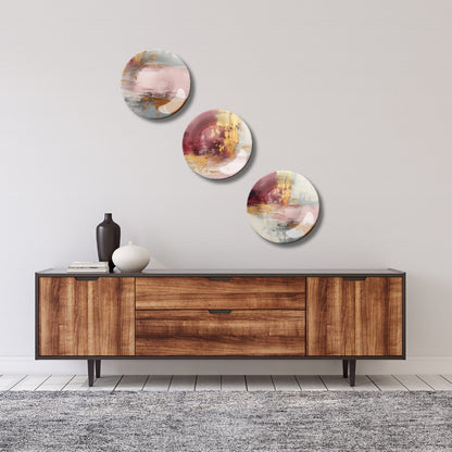 Set of 3 Golden Strokes Abstract Home Décor Wall Plates