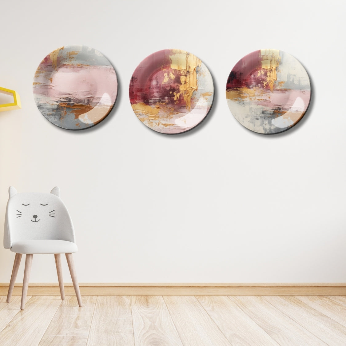 Set of 3 Golden Strokes Abstract Home Décor Wall Plates