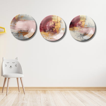 Set of 3 Golden Strokes Abstract Home Décor Wall Plates