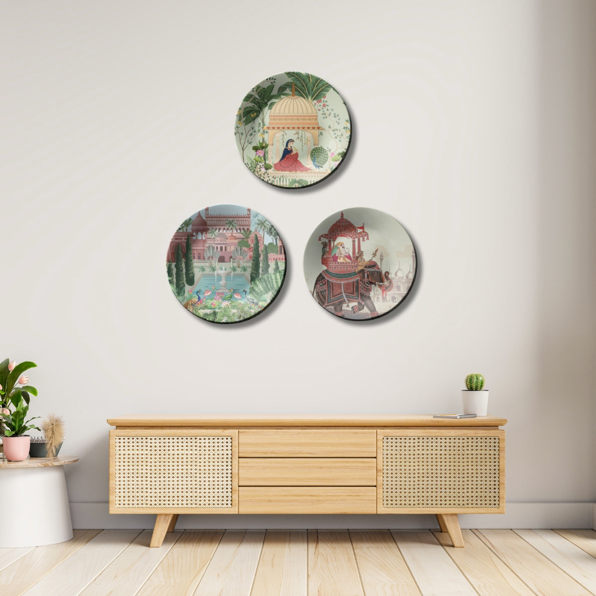 Set of 3 Indian Kingdom Home Decorative Ceramic Wall Plates Décor