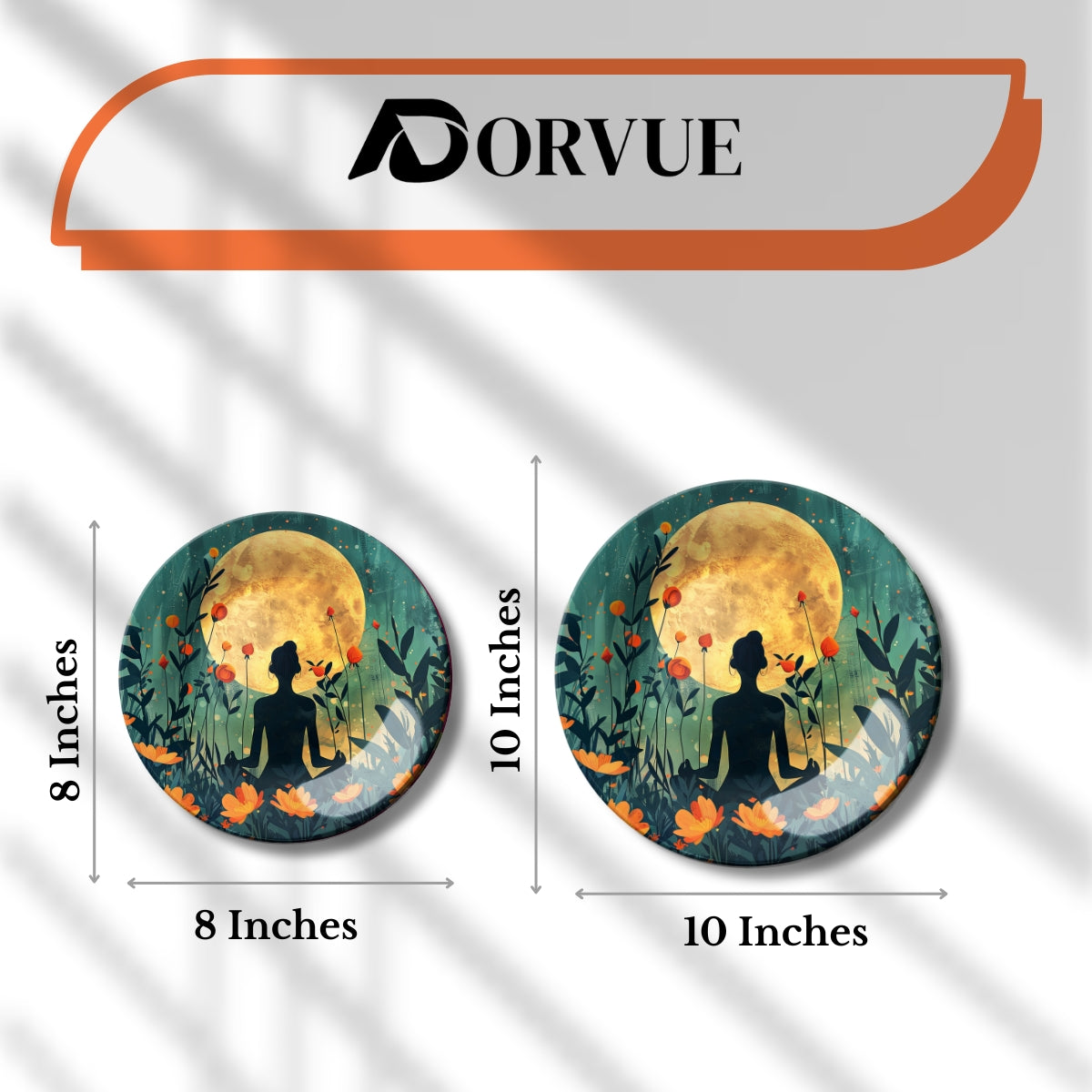 Set of 3 Moonlit Meditation Decorative Ceramic Home Décor Wall Plates