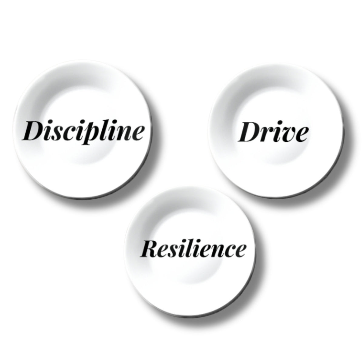 Set of 3 Motivational Quotes Monochrome Wall Plates