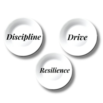 Set of 3 Motivational Quotes Monochrome Wall Plates