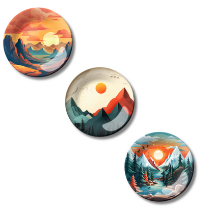 Set of 3 Nature's Awakening Mountain Serenity Home Décor Wall Plates
