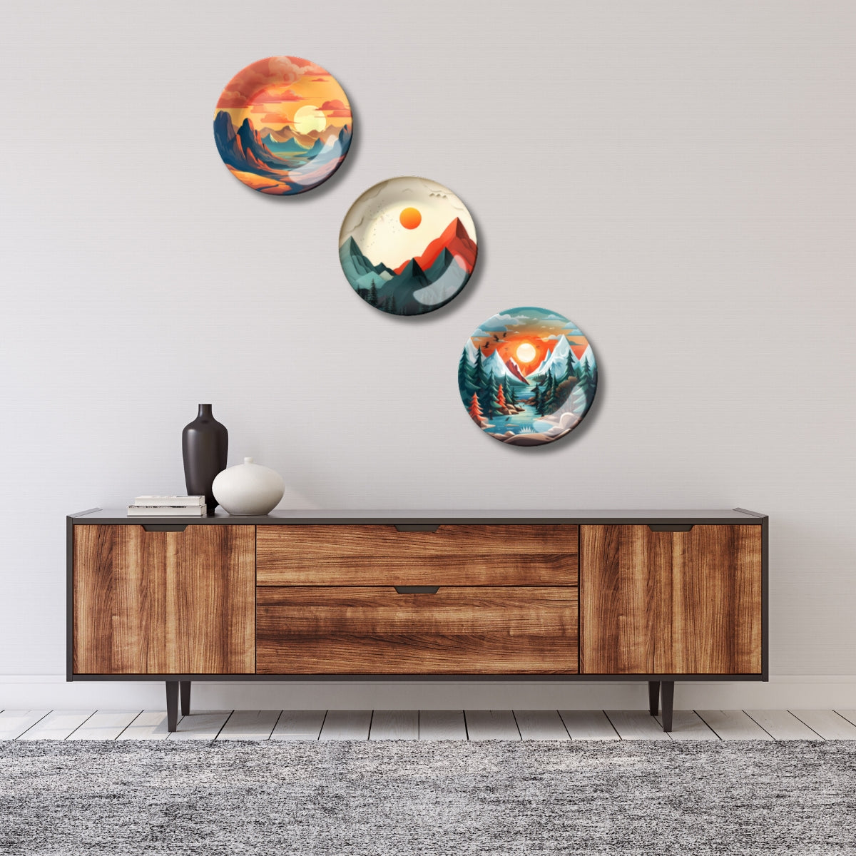 Set of 3 Nature's Awakening Mountain Serenity Home Décor Wall Plates