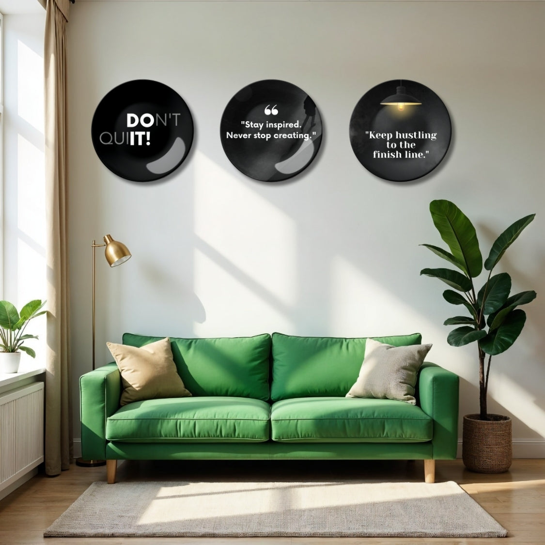 Set of 3 Powerful Motivational Quotes Ceramic Wall Plates