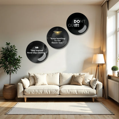 Set of 3 Powerful Motivational Quotes Ceramic Wall Plates