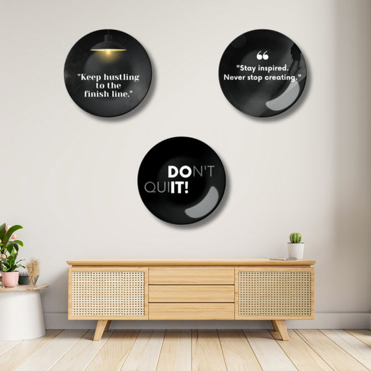 Set of 3 Powerful Motivational Quotes Ceramic Wall Plates