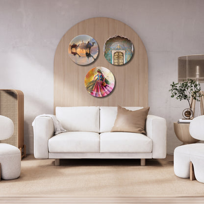 Set of 3 Royal Rajasthan Chronicles Decorative Wall Plates