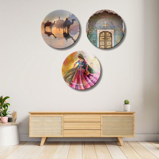 Set of 3 Royal Rajasthan Chronicles Decorative Wall Plates