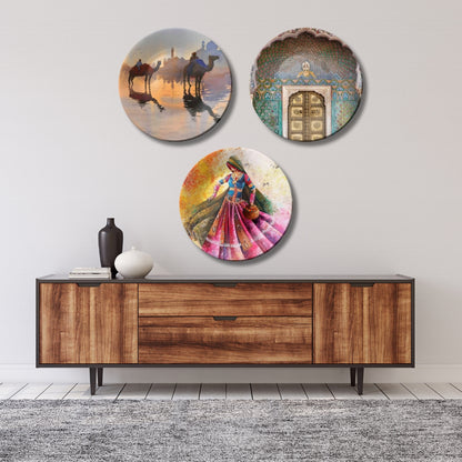 Set of 3 Royal Rajasthan Chronicles Decorative Wall Plates
