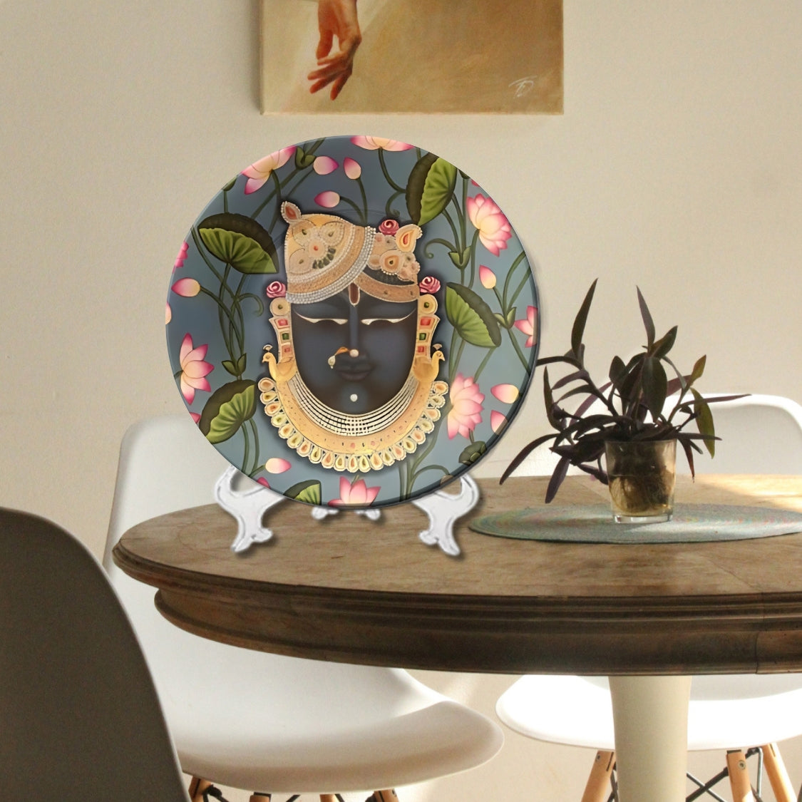 Set of 3 Shrinathji Lotus Sacred Blessings Decorative Wall Plates