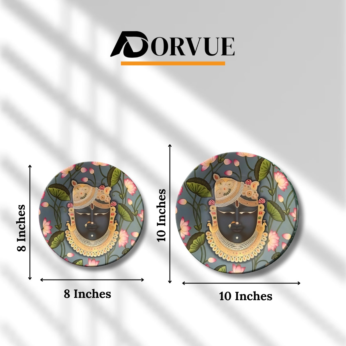 Set of 3 Shrinathji Lotus Sacred Blessings Decorative Wall Plates