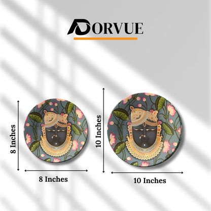 Set of 3 Shrinathji Lotus Sacred Blessings Decorative Wall Plates
