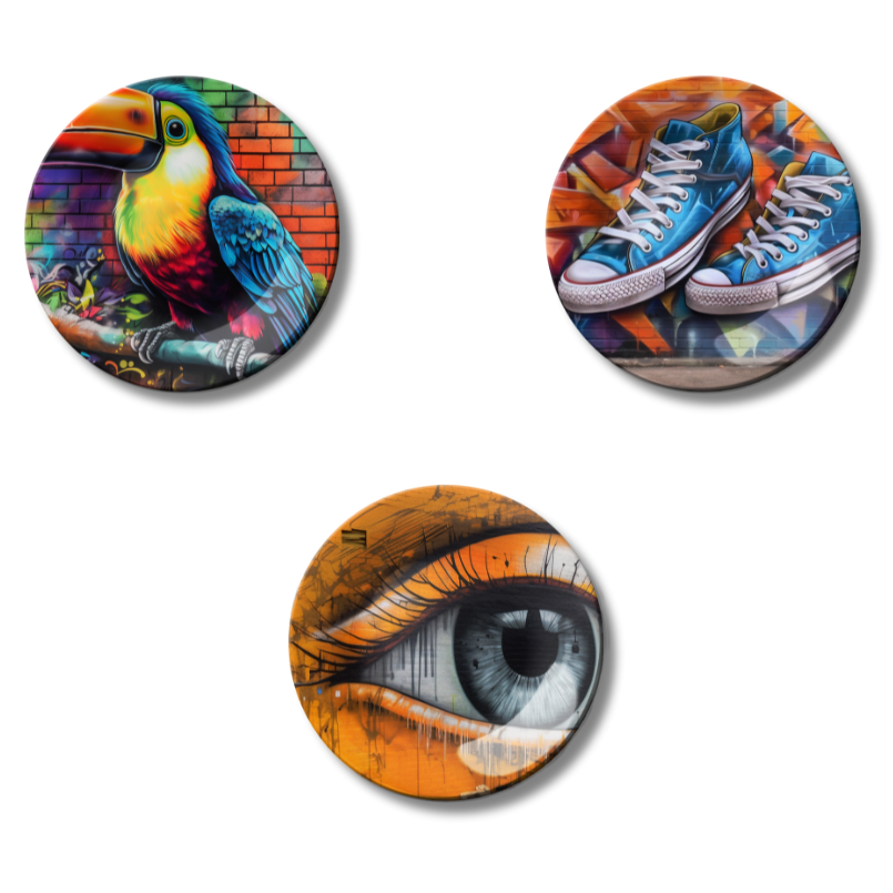 Set of 3 Street Art Stories Bold & Artistic Wall Plates
