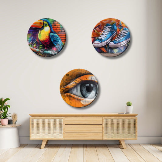 Set of 3 Street Art Stories Bold & Artistic Wall Plates