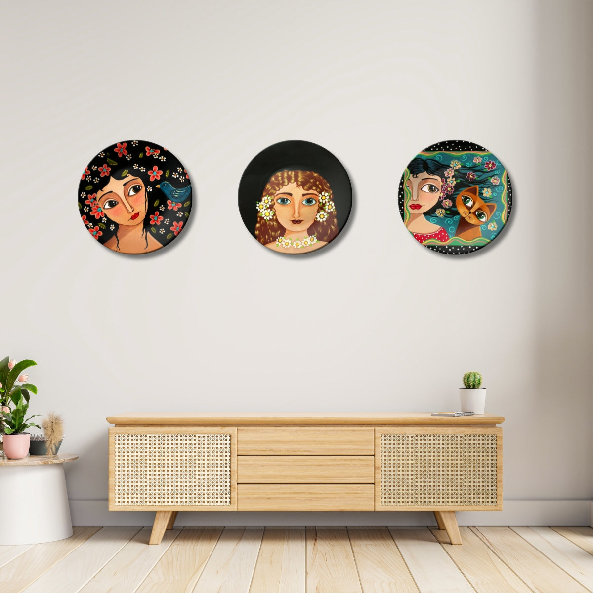 Set of 3 Whimsical Beauty Tales Decorative Wall Plates