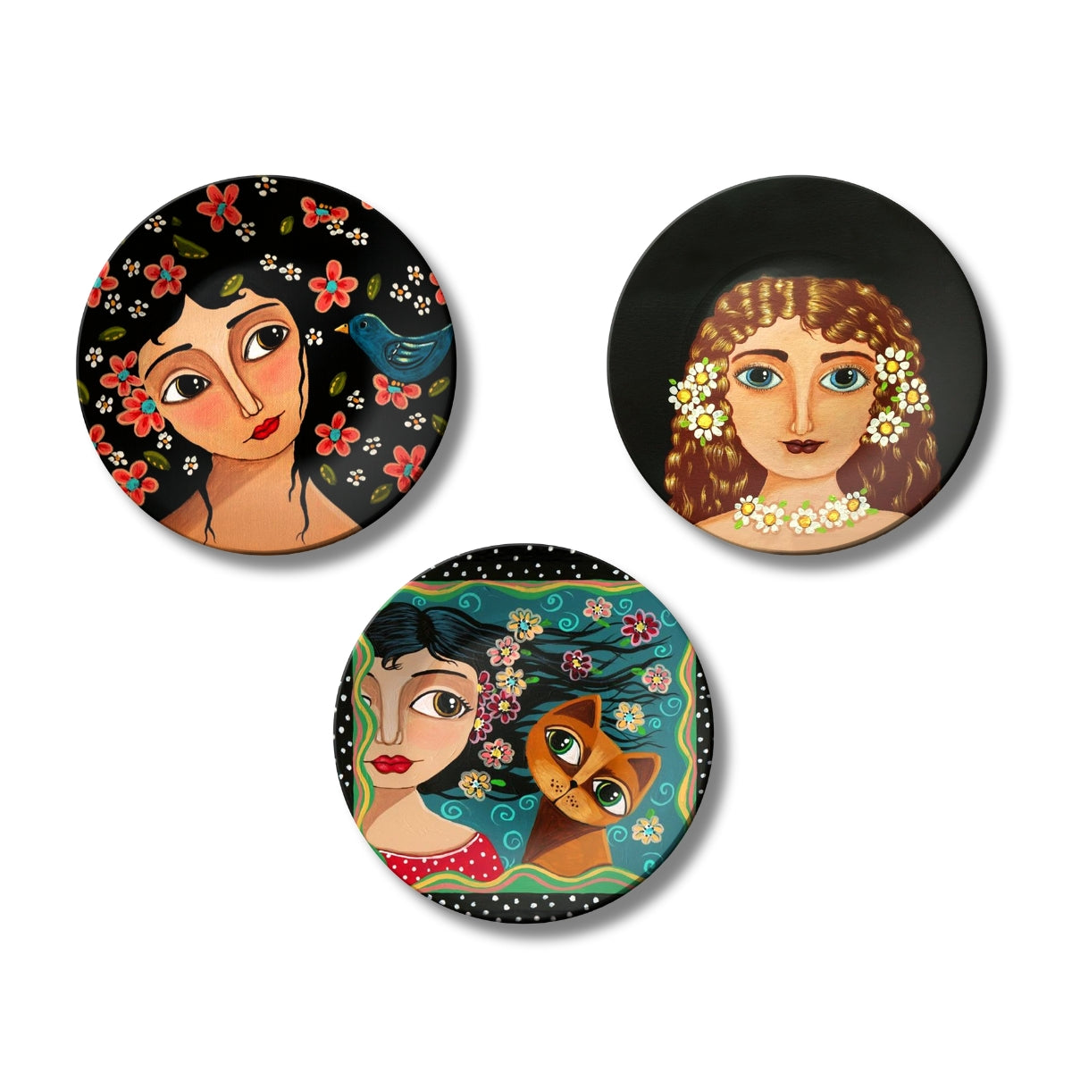 Set of 3 Whimsical Beauty Tales Decorative Wall Plates