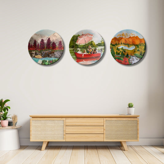 Set of 3 Wilderness Valley Adventures Decorative Wall Plates