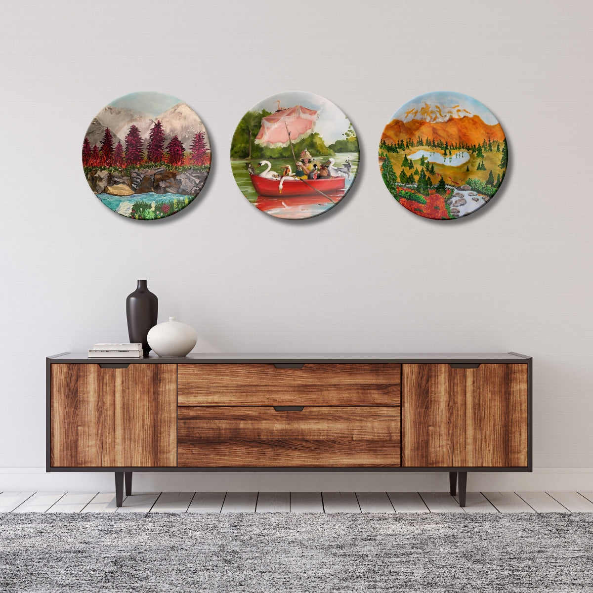 Set of 3 Wilderness Valley Adventures Decorative Wall Plates