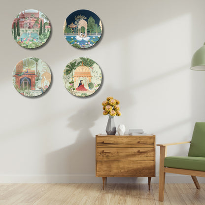 Set of 4 Royal Garden Palace Chronicles Ceramic Decorative Wall Plates