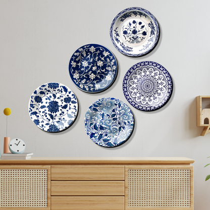Set of 5 Blue & White Royal Decorative Wall Plates